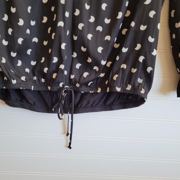 Anthropologie Dolan Left Coast Top Womens XS Black Print Tie Front - Picture 2 of 7